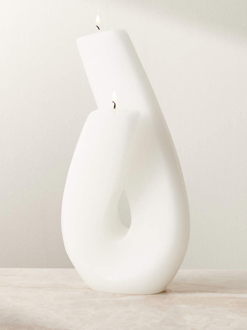 New! CB2 Halcyon Warm White Sculptural Candle 10.6" - Picture 2 of 2